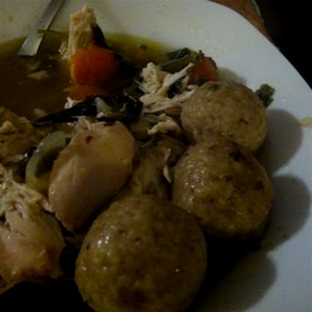 Matzah Ball Soup...made with local organic veggies from Sang Lee Farms