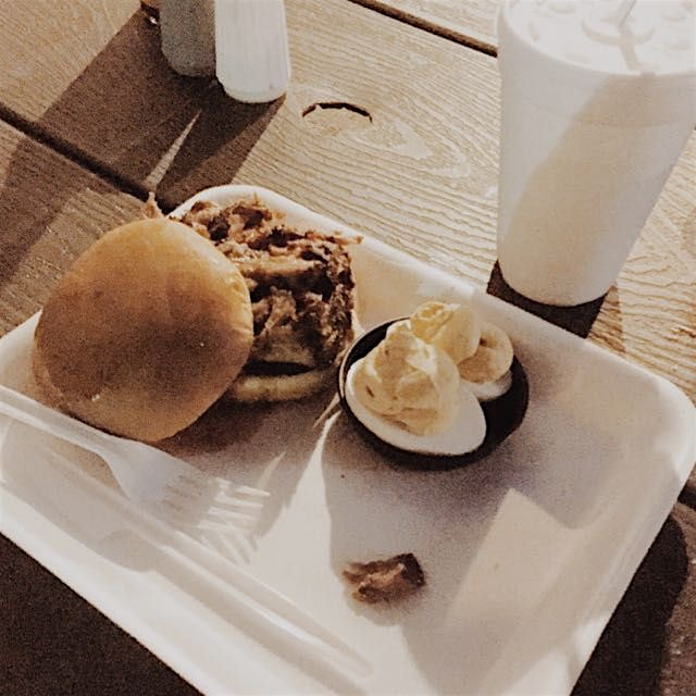 I'm in Birmingham Alabama eating BBQ pork in a parking lot. Everything is perfect. 
