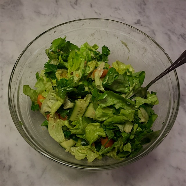 Day 12/14: Avoid Added Sugar Level IV - I had lettuce, a carrot, cucumber and leftover cilantro a...