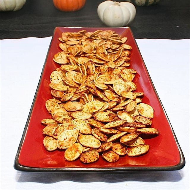Roasted Pumpkin seeds are a healthy snack to fill up on before you eat candy! 🎃❤️🍁 Search for the...