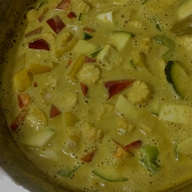 Fixing Sunday Lunch...Madras spiced coconut curry with veggies from the farmer's market. This is ...