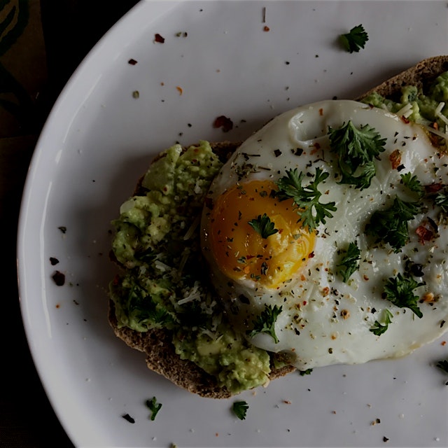 Day 8/30: Eat Real Food Level IV

Avo toast with onions jalapeños and topped with an egg. The toa...