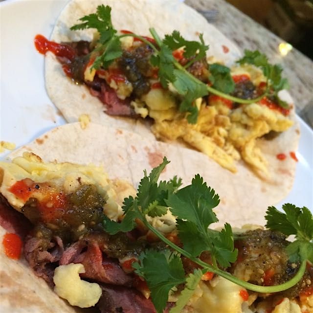 In honor of the first snow of the season. Steak and eggs, salsa verde, fresh cilatro