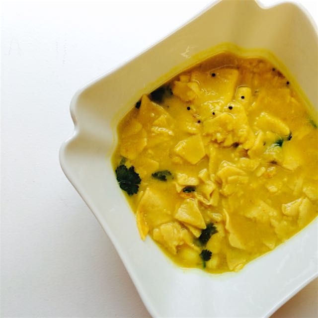 Daal dhokli leftovers for lunch. Hearty, spicy, and piping hot. 