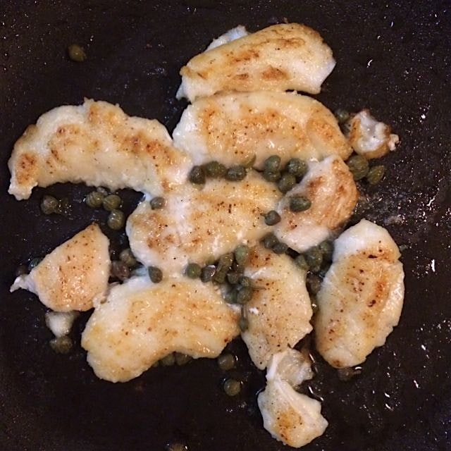 Sautee wild monkfish cheeks. Thanks NY for offering these specialties so I can have fun cooking t...