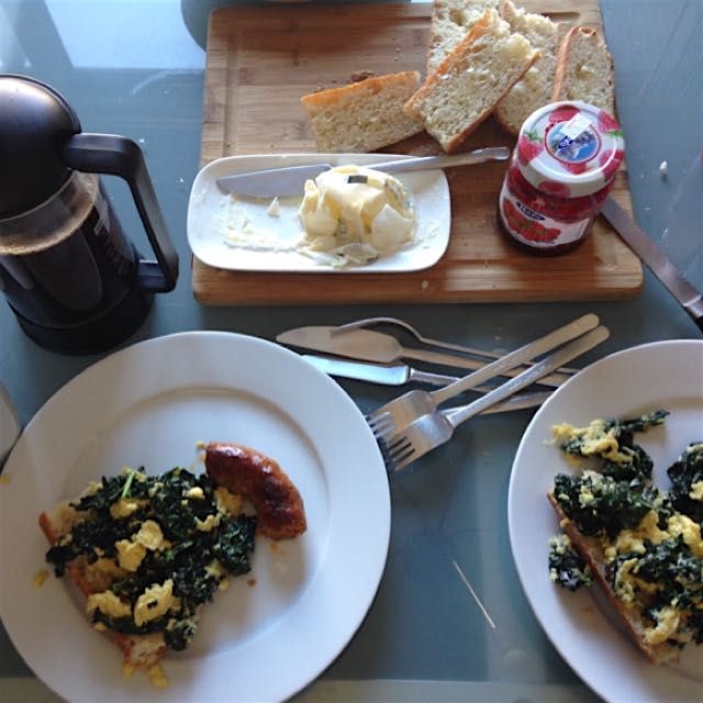 Farm breakfast with #sunfedbeef farm chorizo. #eatlocal #eatin