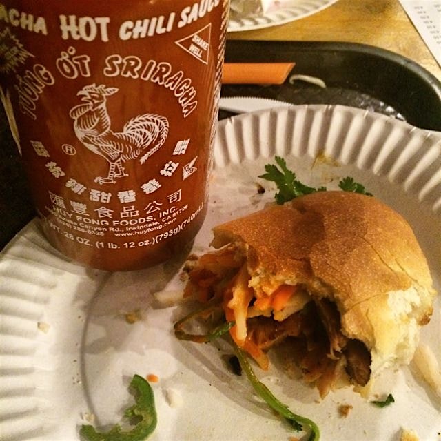 A couple of bites later...  Hanco's Vietnamese Grilled Chicken sandwich. Tons of flavor on this F...