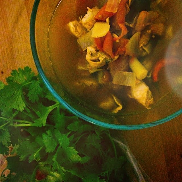 Homemade Tom Yum soup. Such a great cold cure!!