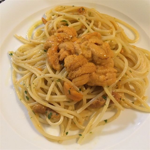 Maine Sea Urchin spaghetti... Thinking of Sicily