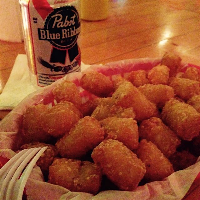 Warm tots and cold beer at Trailer Park. 
