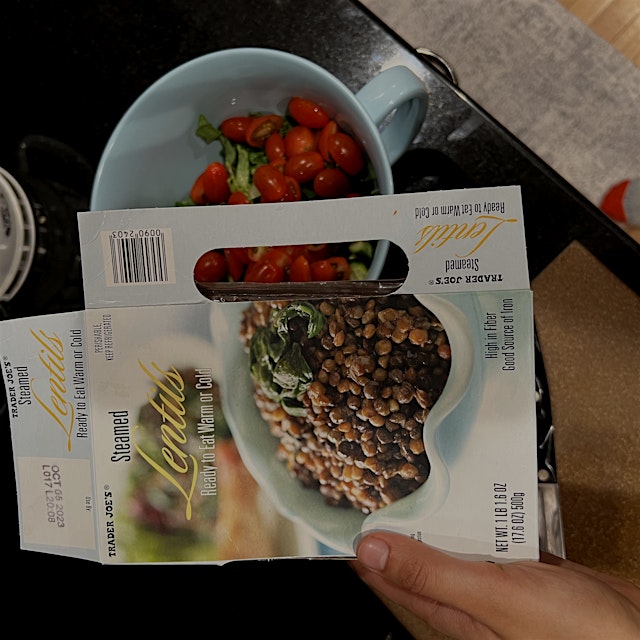 Basic salads are my pet peeve! I found these steamed lentils at Trader Joe’s, and the not only bu...