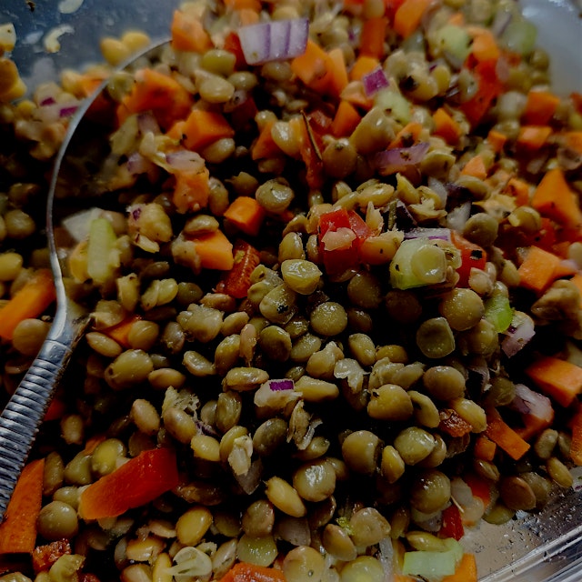Eating more beans and lentils is a wonderful way to get more fiber and nutrients. A lentil salad ...