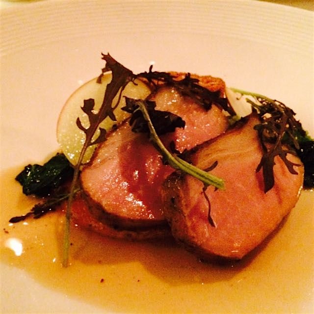 Last savory course of the evening, and approaching food coma. Pork loin 2 ways. Yummmmmm @akhilg2...