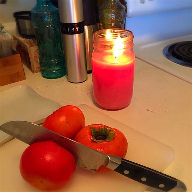 Slicing up persimmons for a healthy breakfast