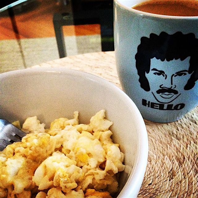 Egg whites, one egg yolk (to get some of those essential fatty acids) and a little pepper jack ch...