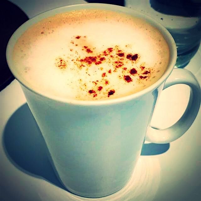 Perfect for a rainy day at work ~ coconut cream cappuccino with cinnamon
