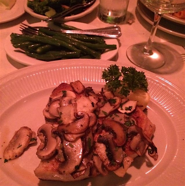 no frills white fish & white wine at an old restaurant that seats us at the same table each time....