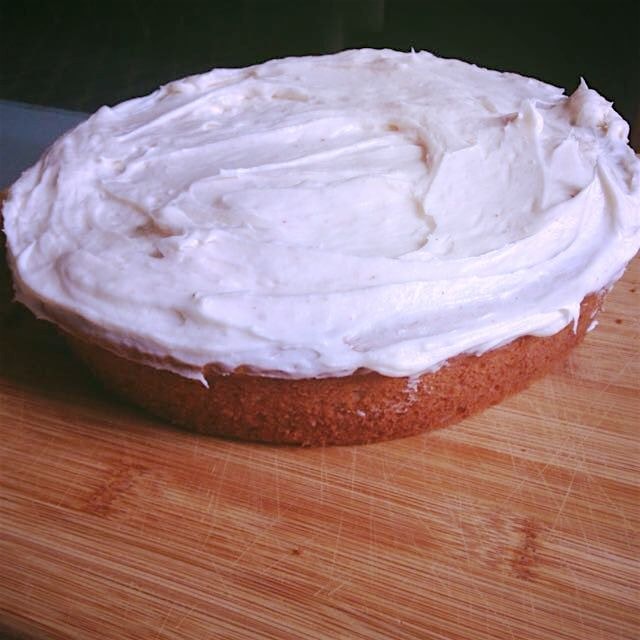 Homemade apple cake with cream cheese frosting. #falltreats