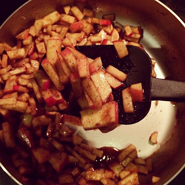Making the apple mix in for tomorrow's apple cinnamon ice cream.