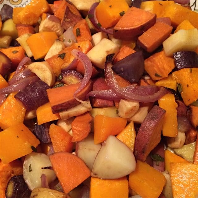 Hello beautiful vegetables. Baked veggies are always at my Thanksgiving table. Yum yum! 