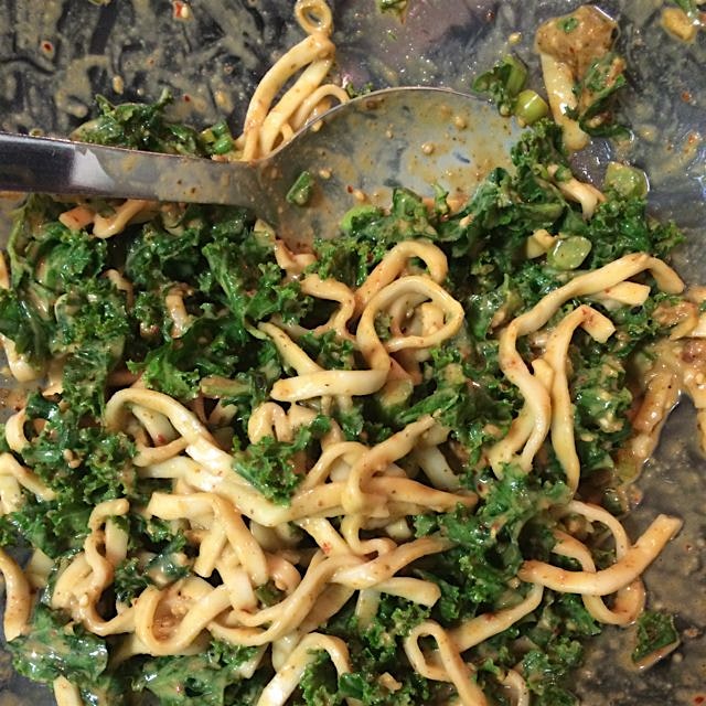 Taiwanese Sesame-Nut Noodles with Kale