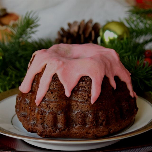 Gluten and dairy free gingerbread with cranberry glaze from www.GreatFoodLifestyle.com. Healthy a...