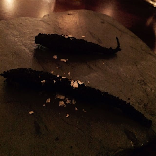 At Fork, Philadelphia - roasted baby carrots rubbed with Greek yogurt and squid ink and rolled in...
