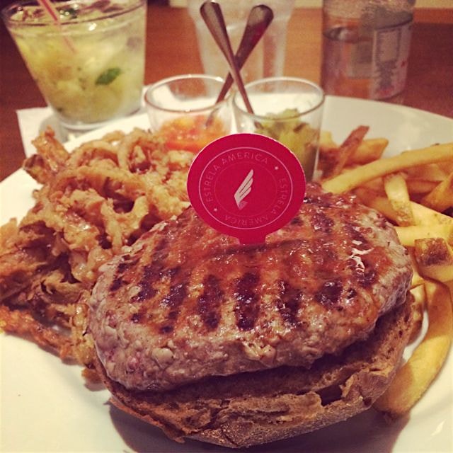 The restaurant is called #America. The dish called #Texas. It's an open faced #hamburger with onl...