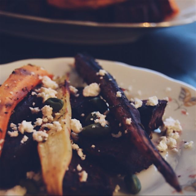 big love for roasted beets and carrots this time topped with pistacchios and feta
