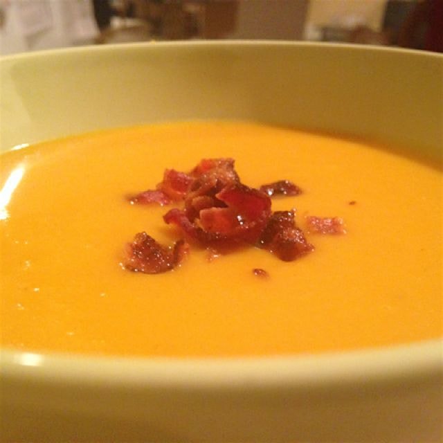 Homemade butternut squash soup! Came together like magic. Used leftover stock from our Thanksgivi...