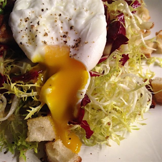 Last night's dinner: frisée aux lardons with frisée and eggs from Bodhitree Farm and bacon from T...