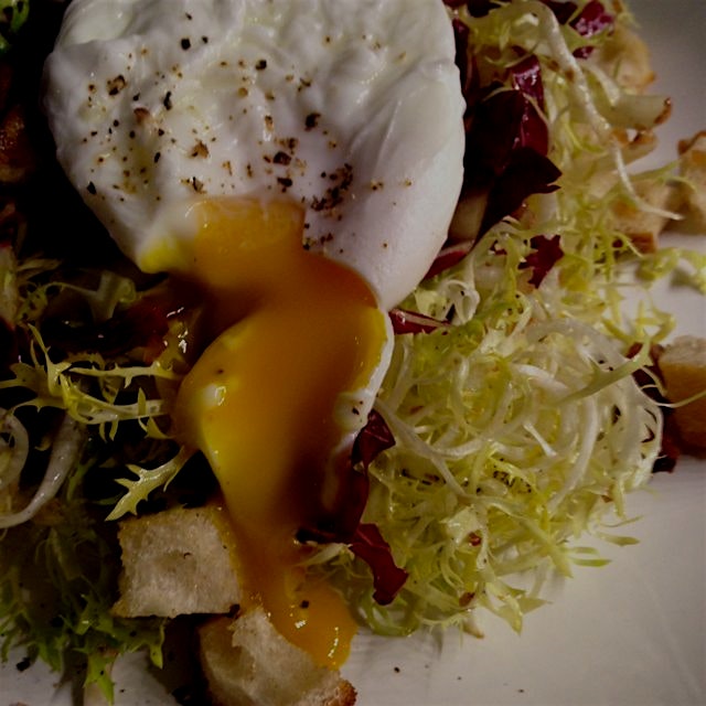 Last night's dinner: frisée aux lardons with frisée and eggs from Bodhitree Farm and bacon from T...