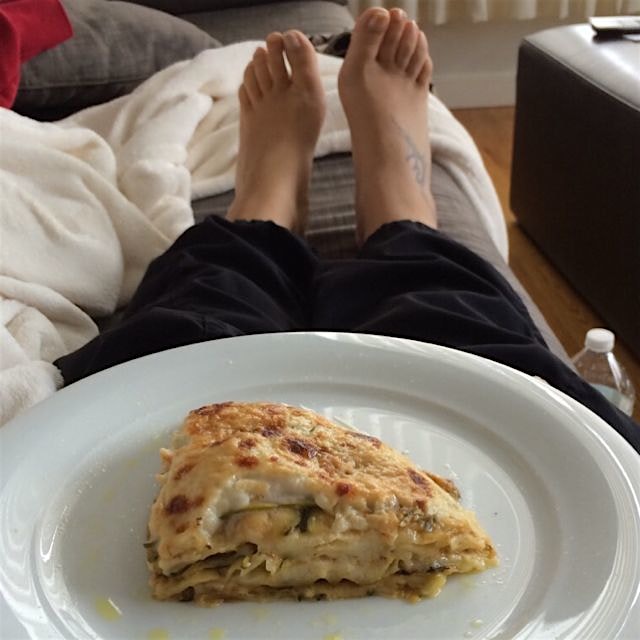 Zucchini lasagna and sofa. What else?!