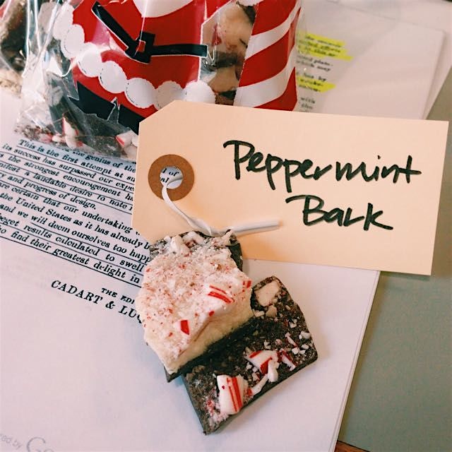 A little elf (aka @alicejwalk) left some homemade peppermint bark on my desk! Perfect 3pm pick-me...