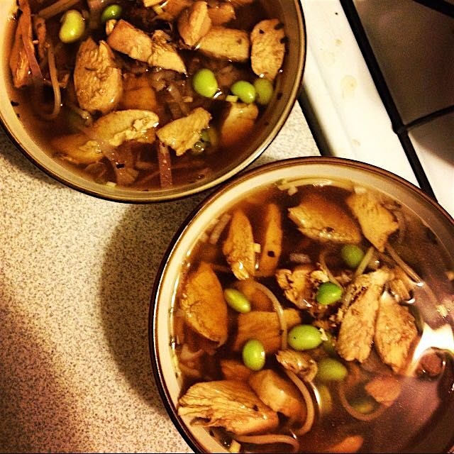 Quick chicken noodle soup for dinner.