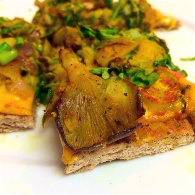 homemade pizza night. experimented in the kitchen and loving the flavors in my mouth. so happy.