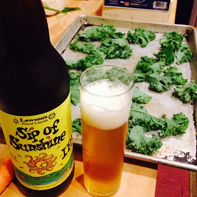 Kale chips and Lawson's Sip of Sunshine #vacationbegins