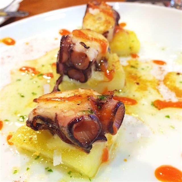 Octopus with potatoes Spanish tapa. Yummy!!
