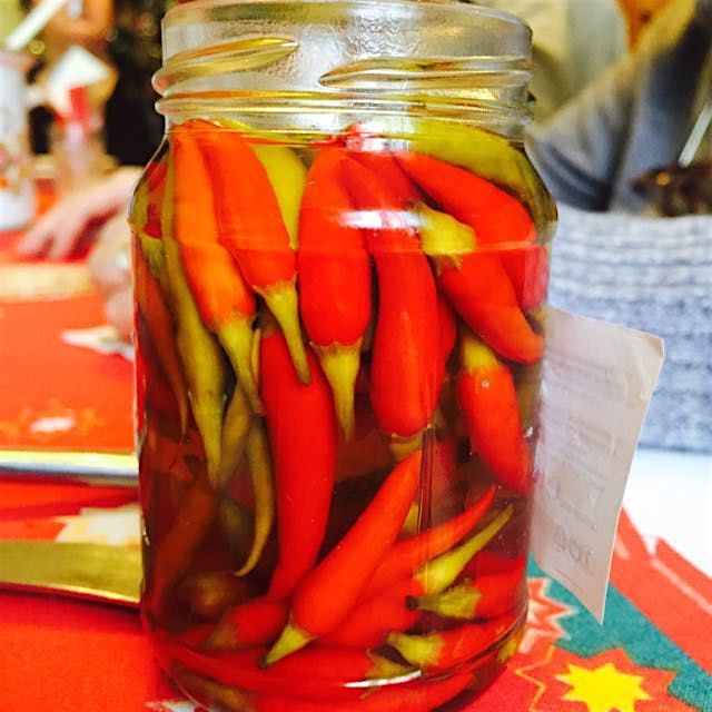 Pickled hot peppers, yumm!