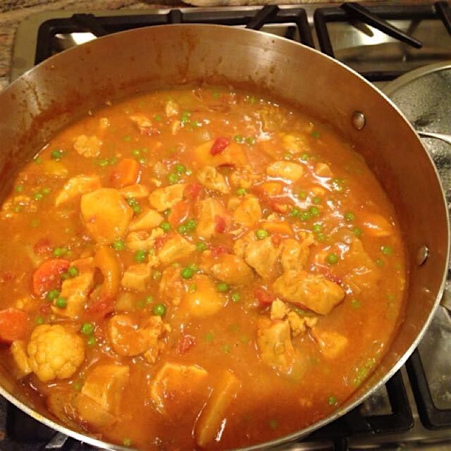 Proudly created my own chicken curry and vegetables dish :)