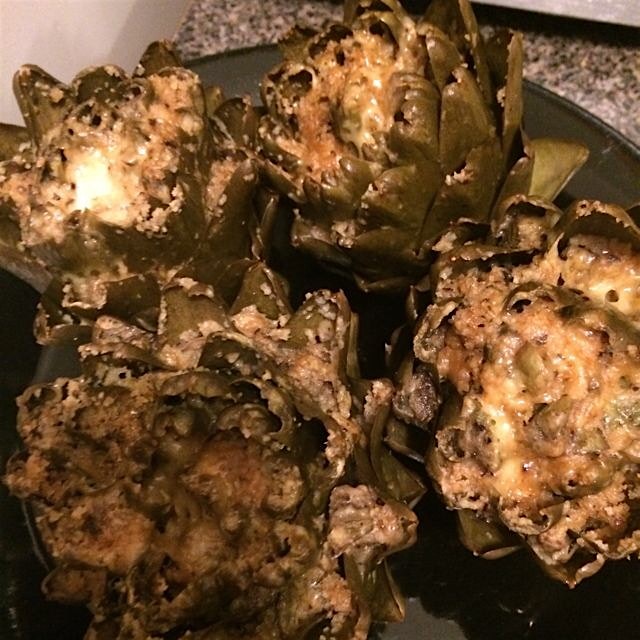 Stuffed artichokes ... Grandma's recipe. 