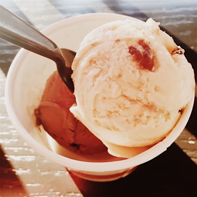 Bourbon pecan and peppermint cocoa split scoop. I'm riding the holidays all the way to new years. 