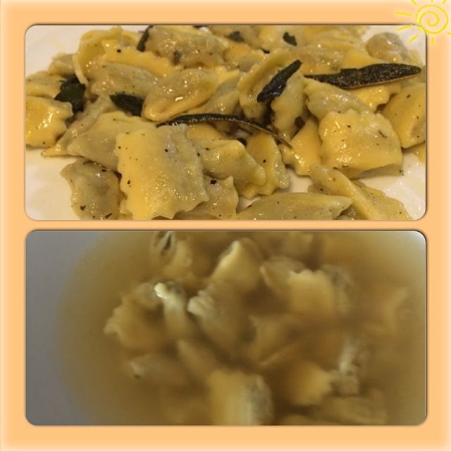Double version of Agnolotti del Plin - butter&sage/my broth