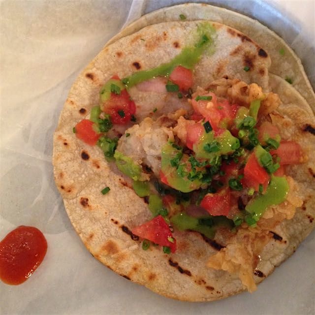 Crispy oyster taco at 167 Raw in Charleston!
