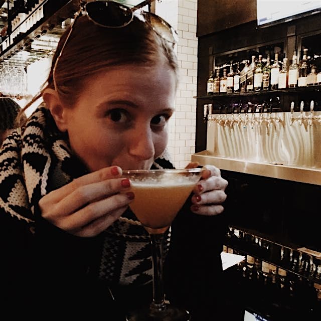 Trying to stay warm with this cashew infused honey bourbon cocktail, garnished with homemade cash...