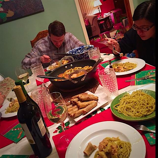 Couldn't even look up for a smile! #ChickenPiccata #Lumpia #fusionatitsfinest #foodpeeps