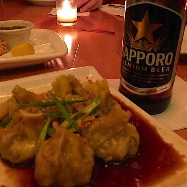 Delicious dumplings and a Sapporo to kick off New Year's Eve! Noms with my #foodpeeps