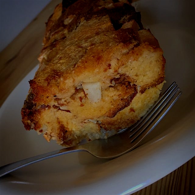 New Year's Day bread pudding made with leftover plain Panettone cake from Christmas. 
Nothing goe...