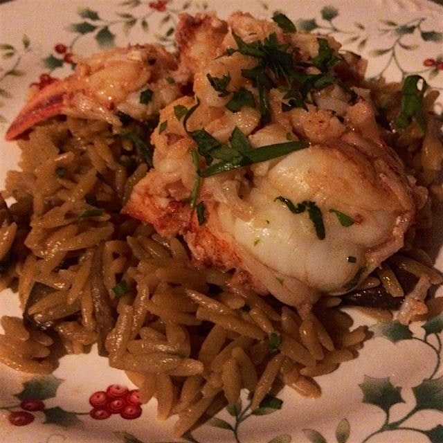 @MichaelHalle nails a French Laundry dish for our last meal of 2014. Lobster mushroom orzo with g...