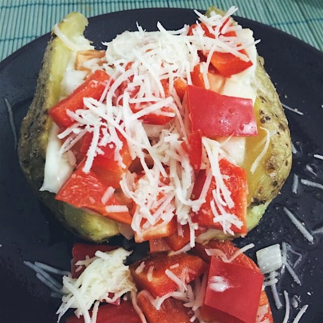 My first time baking a potato in the microwave. It was quick and it tasted great!